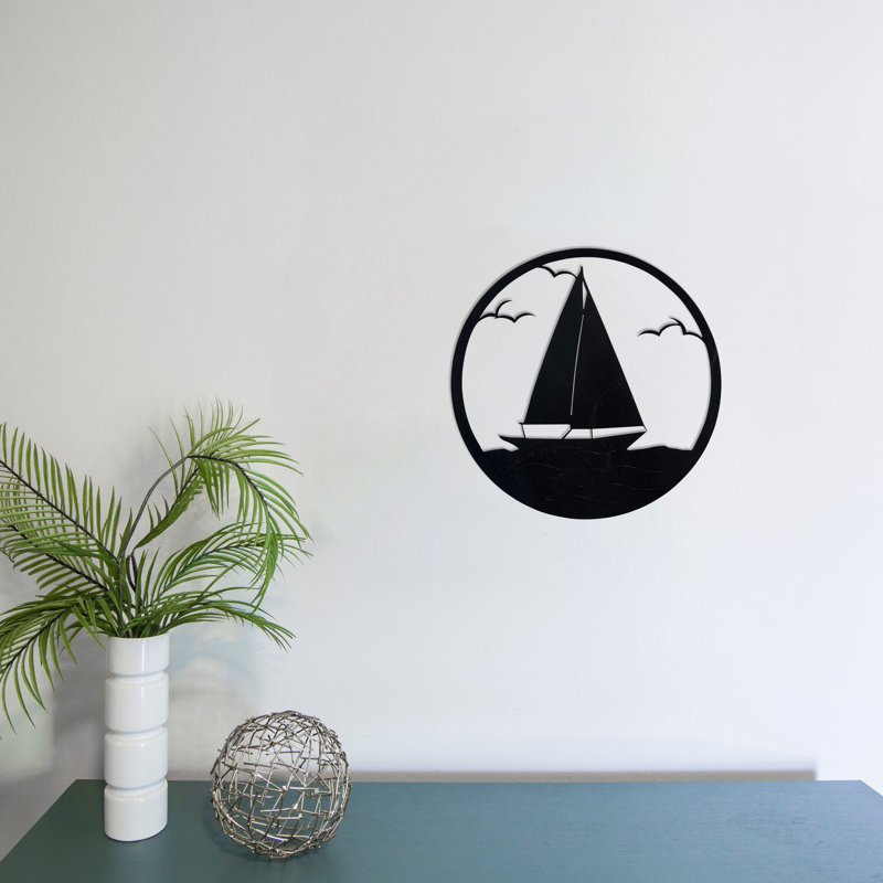 Sailboat Circle Metal Decor