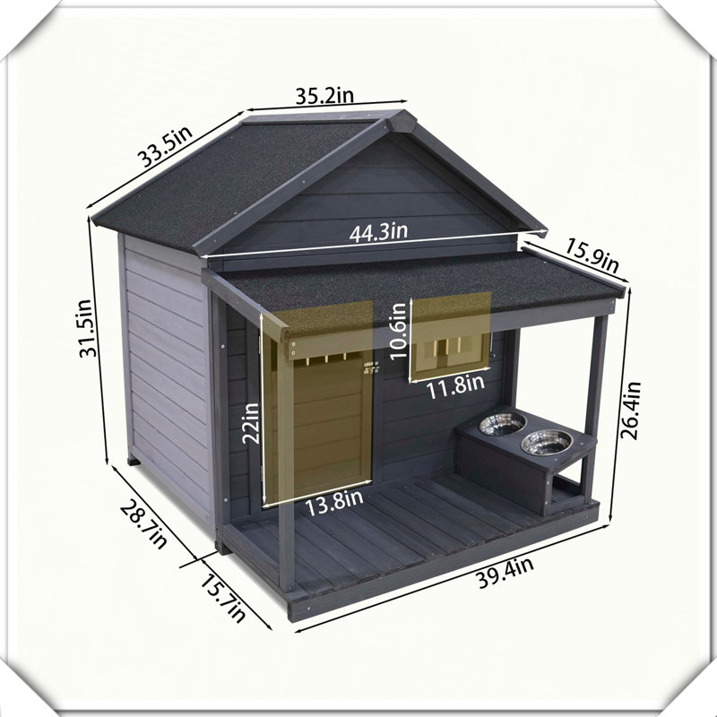 Niche pour chien en bois massif avec toit verrouillable et portes verrouillables