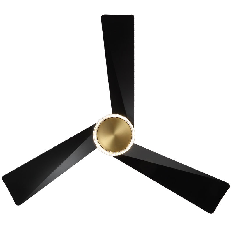 52-inch 3 Abs Blades Indoor Ceiling Fan With Led Light Belt And Remote, Noir / or