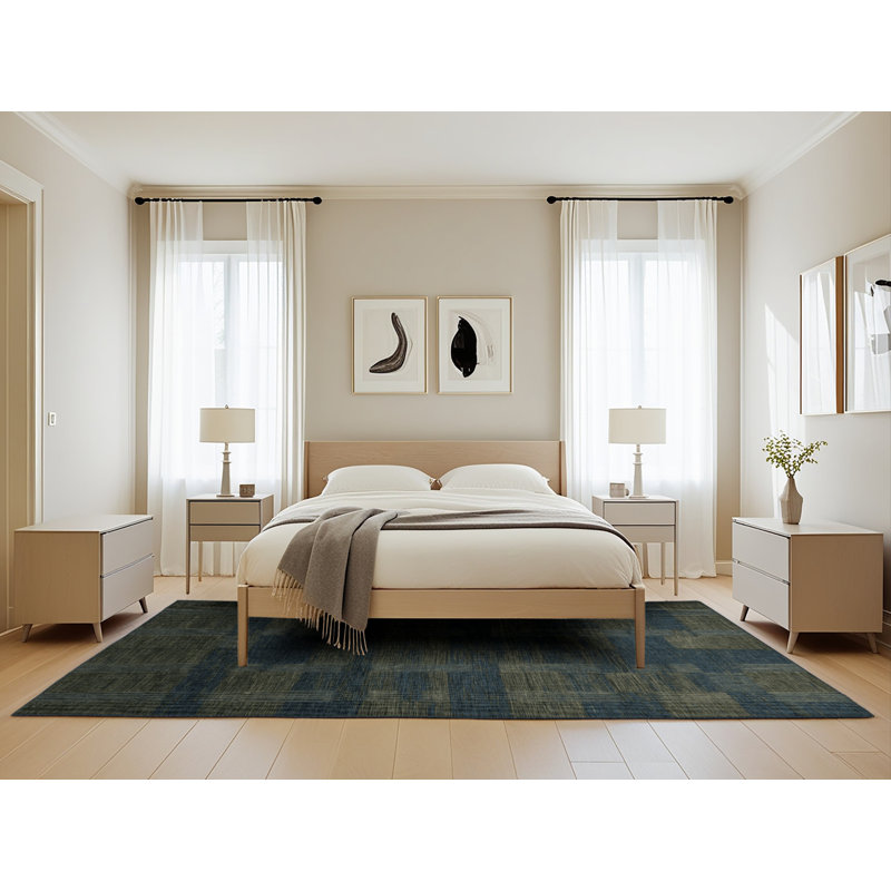 Machine Washable Checkered Gray Area Rug, Rectangle 5' x 8'