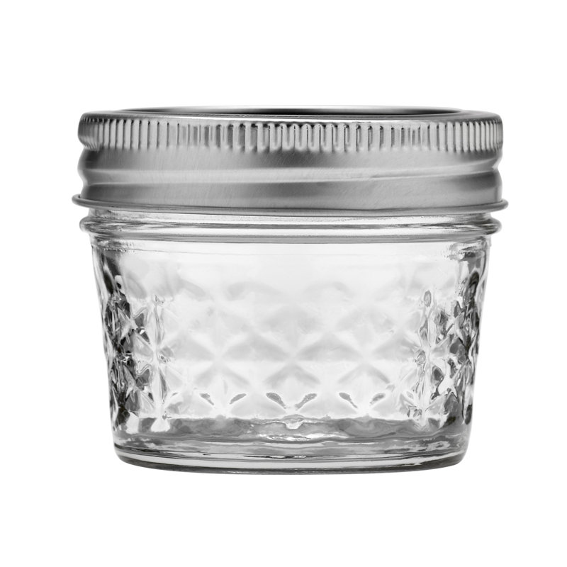 Quilted 4oz Clear Glass Mason Jars with Lids, 12 Pack