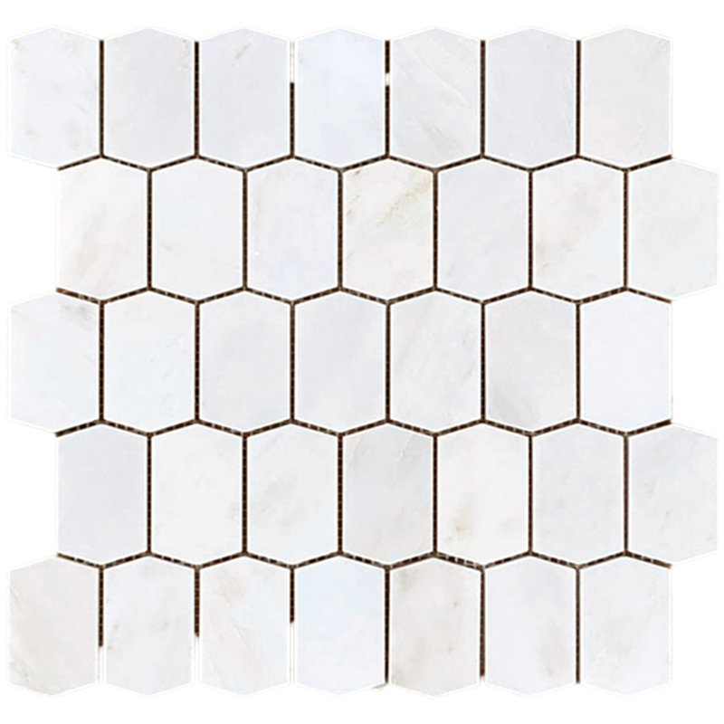 Marbre Alba 3 x 12 blanc, Hexagone allongé