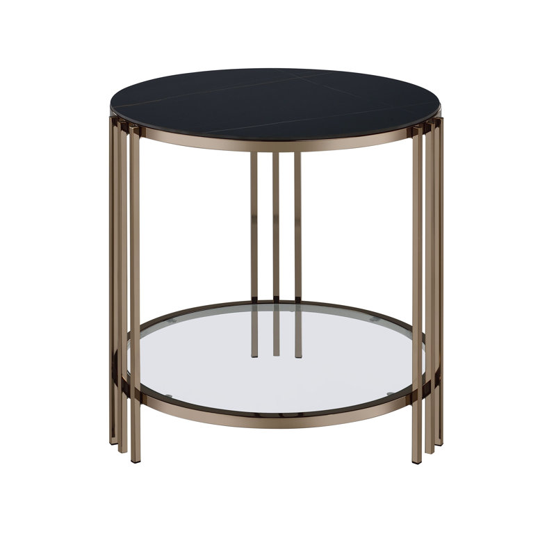 Table de bout en pierre frittée Abisha