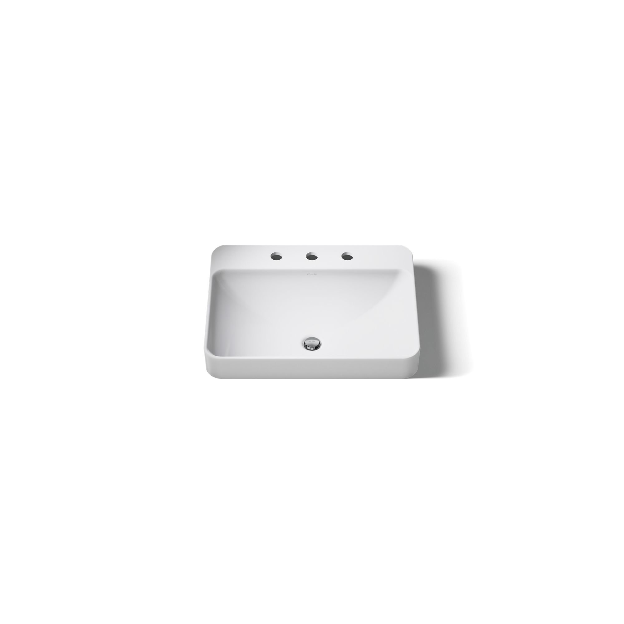 Vox Vitreous China Rectangular Vessel Bathroom Sink with Overflow, 3, White