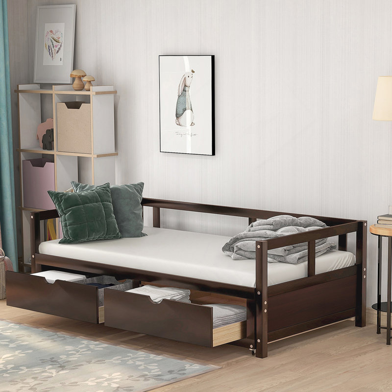 Sturdy Wooden Daybed With Trundle And Storage, Ideal For Multi-Functional Spaces And Guest Rooms, Espresso Finish, Espresso