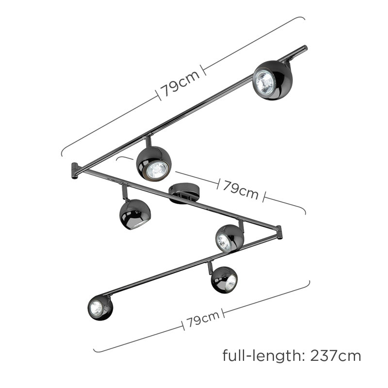 237 cm 6 -Light Track Kit, No, Black Chrome