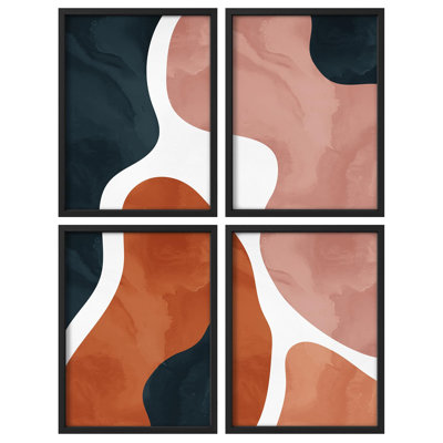 "Vagues de pastel colorées, formes abstraites, illustrations de formes relaxantes" - 4 pièces