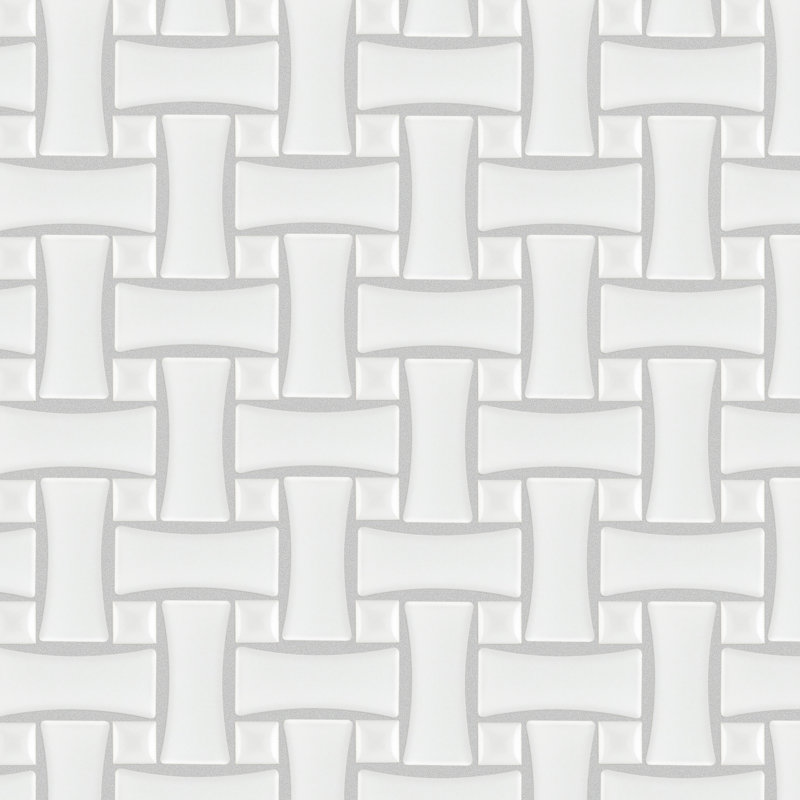 Metro Basket Weave Dog Bone Porcelain Mosaic Wall & Floor Tile, White