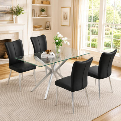 Ensemble de table de salle à manger 45 po en verre trempé 45 po pour 4 personnes