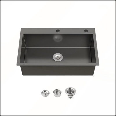 Évier de cuisine durable en acier inoxydable surdimensionné avec drain en forme de X, bol simple 32 po x 19 po, fait à la main et fonctionnel