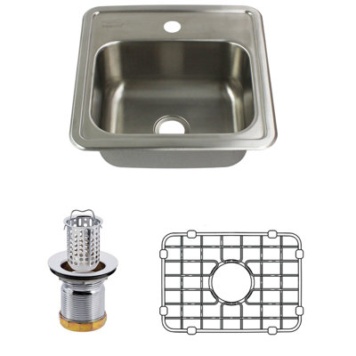 Select 15'' L Single Bowl Stainless Steel Kitchen Sink