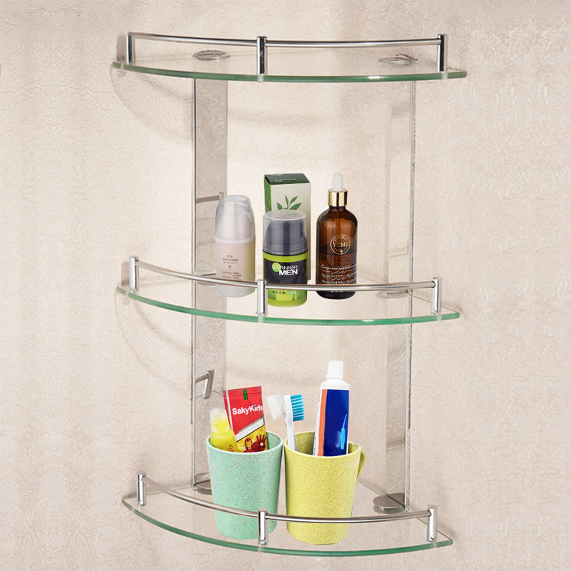 Kellyville 3 Piece Triangle Stainless Steel Corner Shelf with Adjustable Shelves, 46.5cm H x 20cm W x 20cm D