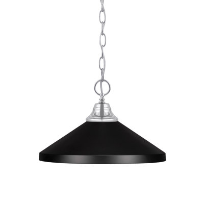 Adielle Chain Hung Pendant With 14" Matte Black Cone Metal Shade