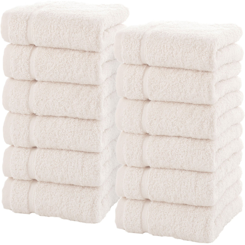 Ensemble de 12 débarbouillettes en coton turc 13 x 13 pouces 600 g / m², Sel de mer
