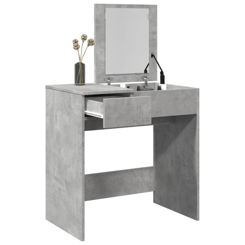 Vidaxl Dressing Table With Mirror 73X46.5 Cm, Concrete Grey