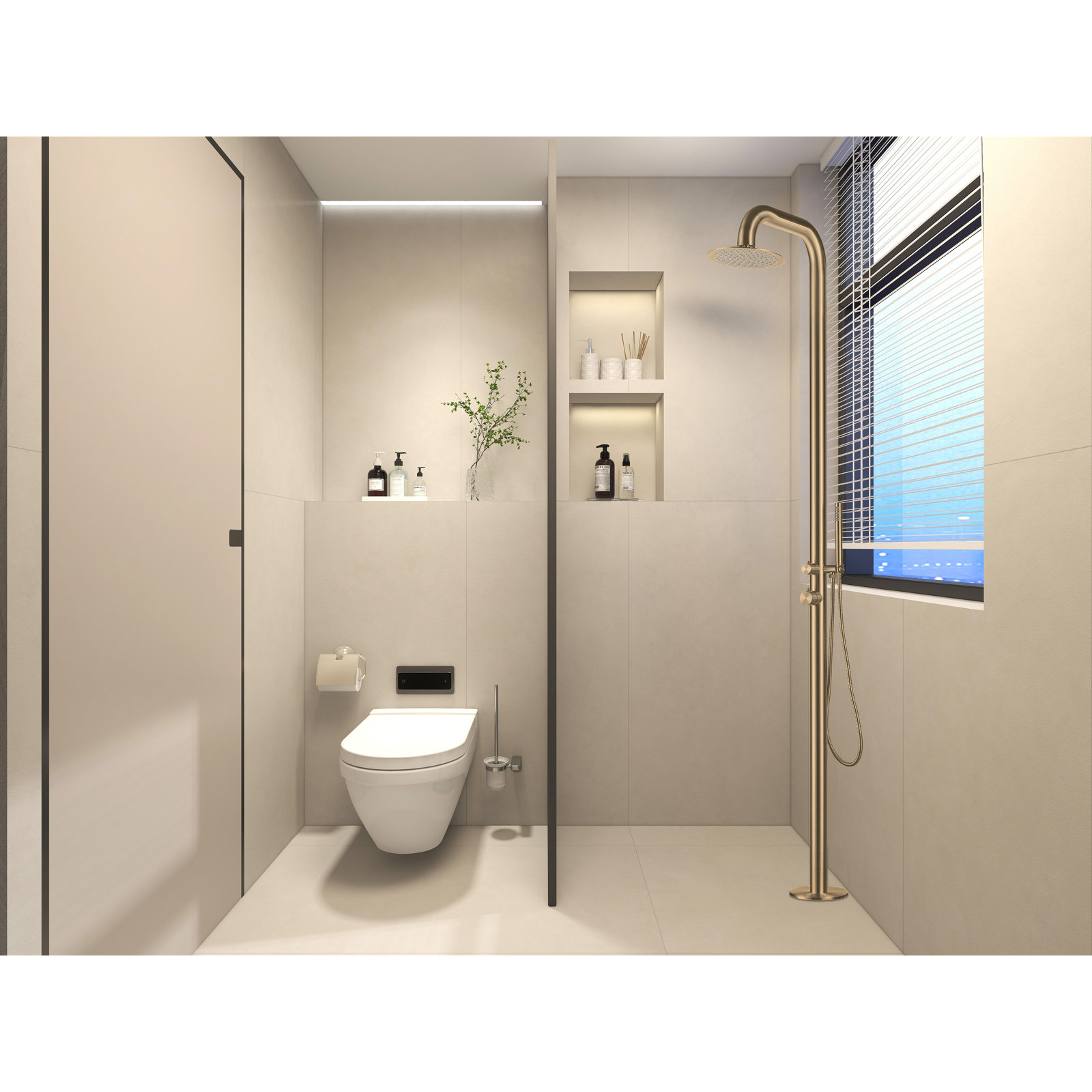 Freestanding Outdoor Shower, Brushed Gold