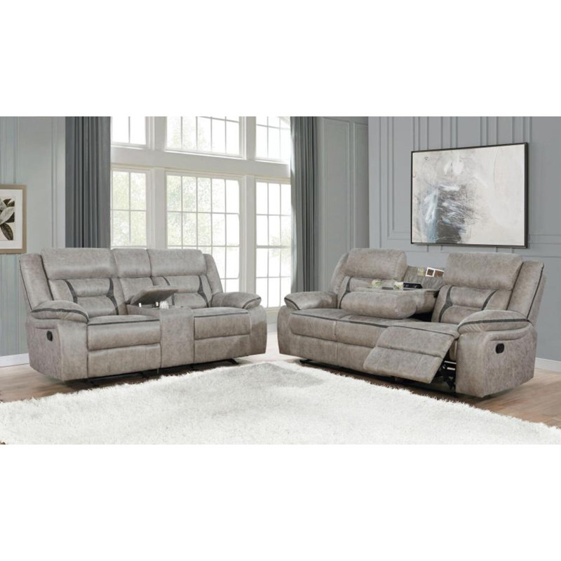 Roesler 2-Piece Upholstered Reclining Sofa Set, Taupe