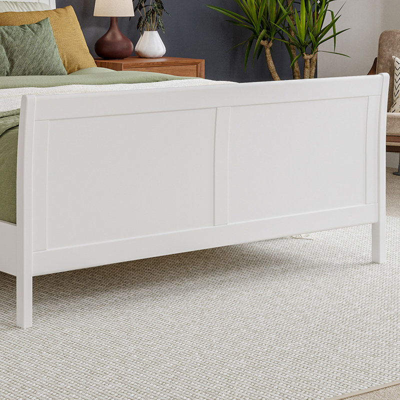 Lit plateforme en bois massif Valencia avec pied de lit assorti Valencia, Grand, Blanc