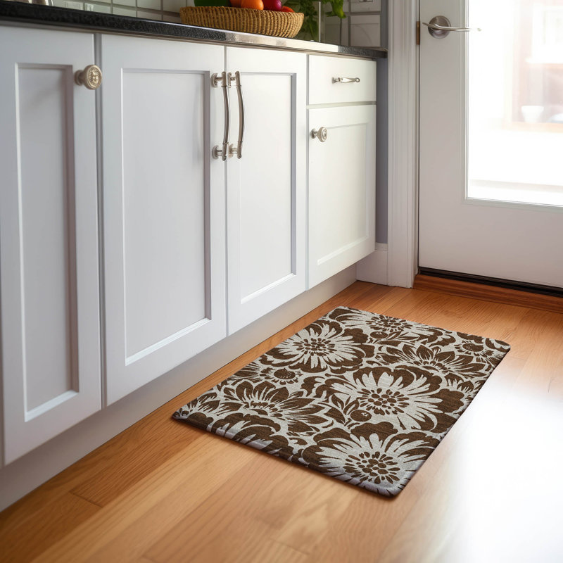Premium Machine Washable Cerrito AMF551 Brown 9' x 12' Rug, Rectangle 1'8" x 2'6"