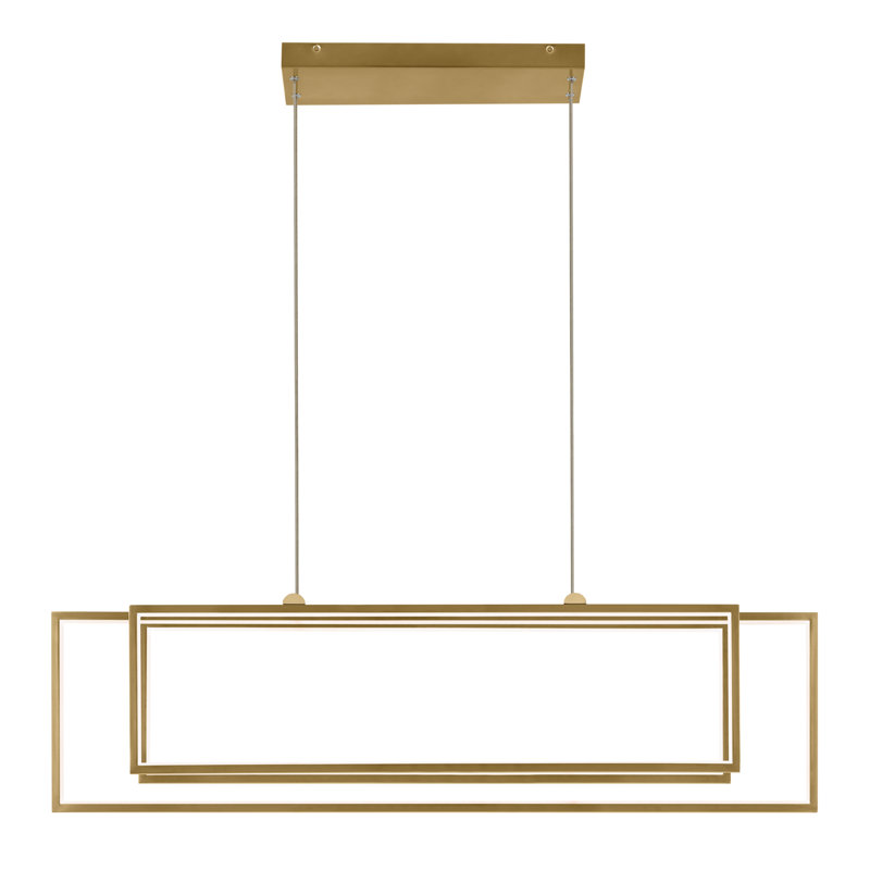 3 - Light Steel Dimmable LED Chandelier, Champagne Gold
