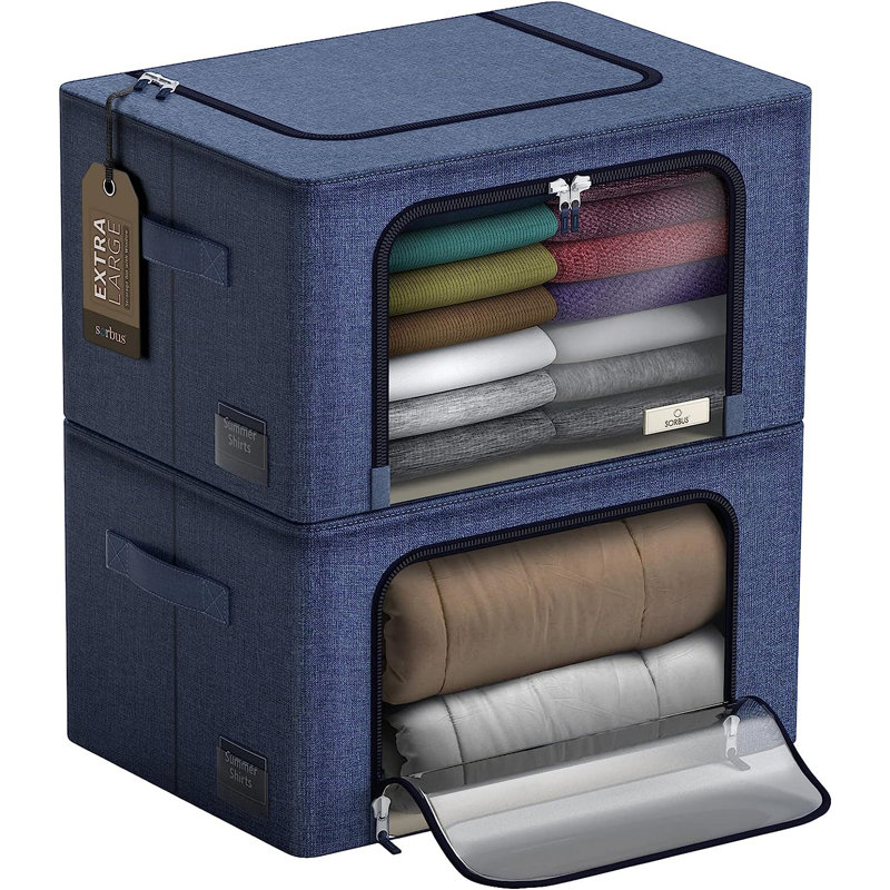 Bacs et bacs en tissu, Bleu