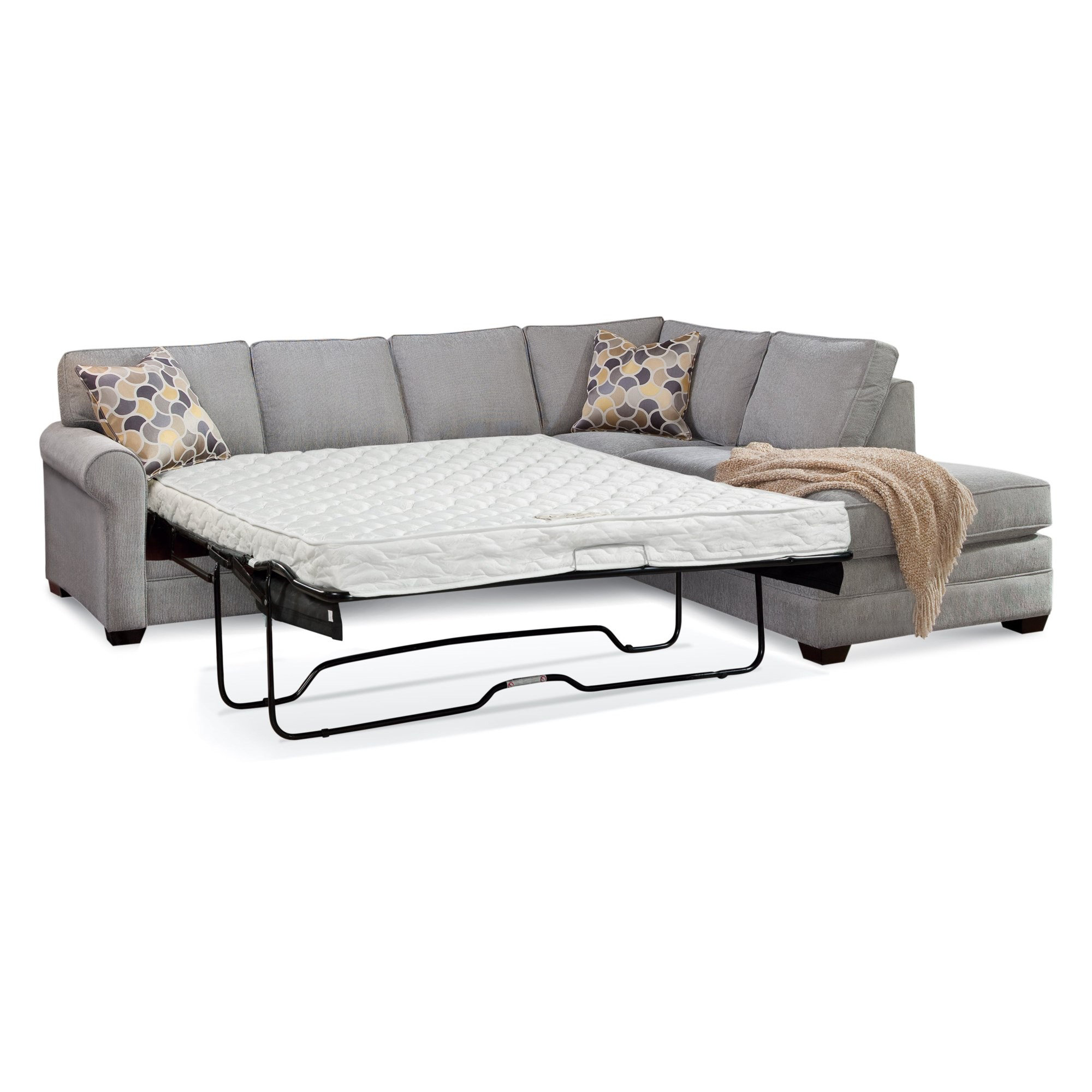 Bedford Two-Piece Bumper Sectional With Sleeper, Oslo Gray; 0820-85, Java, Right Hand Facing
