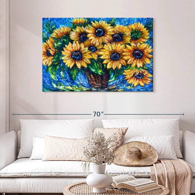 Harnek tournesol amour avec couteau à palette, H 30 po x l 45 po