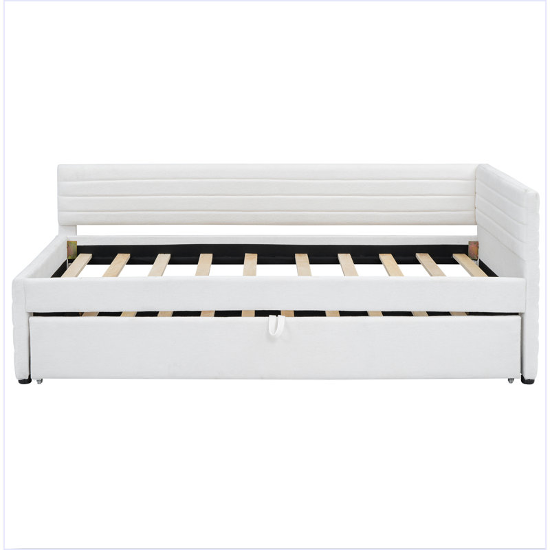 Lit de jour simple rembourré avec couchette, Blanc
