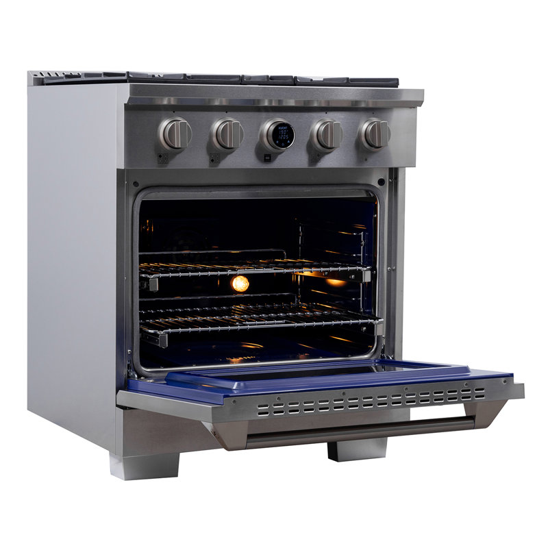 30 in. 4.2 cu. ft. 4 Burners Dual Fuel Range with Kucht Horus Thermostat, Stainless Steel, Liquid Propane
