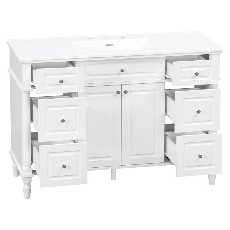 Meuble-lavabo classique noir (doit inclure le meuble-lavabo et le lavabo) avec rangement, Blanc