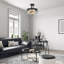 Plafonnier semi-encastré moderne à 3 lumières de 14,2 po de style transitionnel noir, or, pour vestibule, cuisine, chambre à coucher
