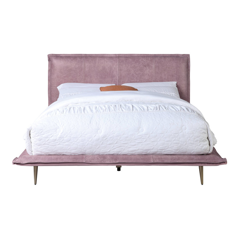 Givens Upholstered Metal Platform Bed, Pink, King