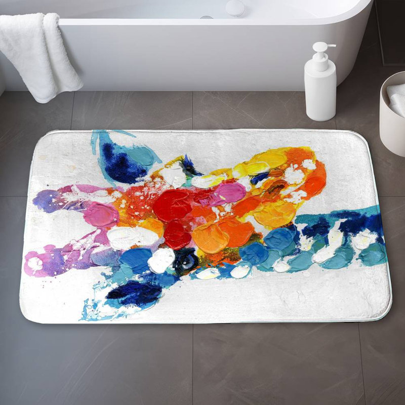 Color spotted abstract giraffe Bath Mat with Non-Slip Backing - Quick Dry Memory Foam Bathroom Rug - Absorbent - Modern Plush Spa-Style - Machine Washable