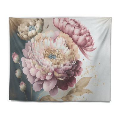 Polyester polyester rose et doré Zinnia I tapisserie avec punaises