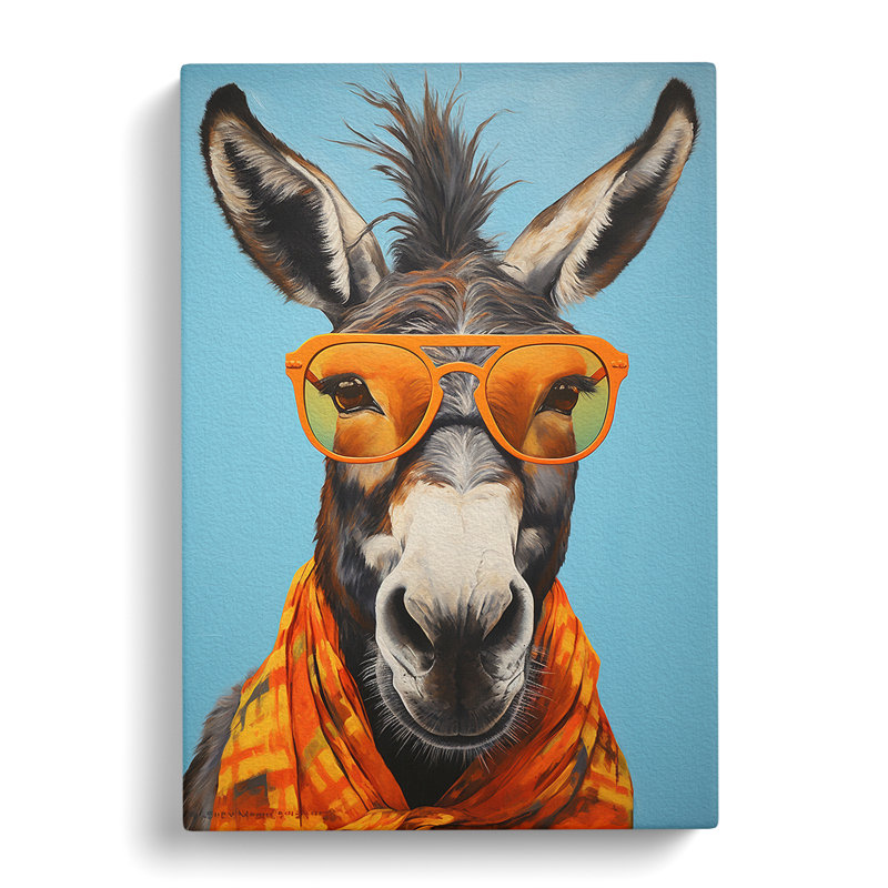 Donkey With Glasses Painting - Wrapped Canvas, 76cm H x 50cm W x 3cm D