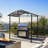 8 Ft.x 5 Ft.Hardtop Grill Gazebo Canopy Grey Steel Frame with Double Arch Roof and Shelves