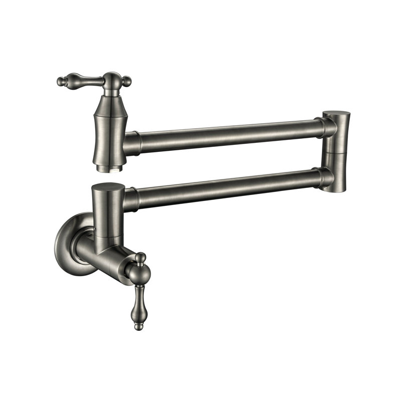 MAX Faucets-Pot Filler Faucet Double Handle Traditional Wall Mounted 27", Brushed Nickel