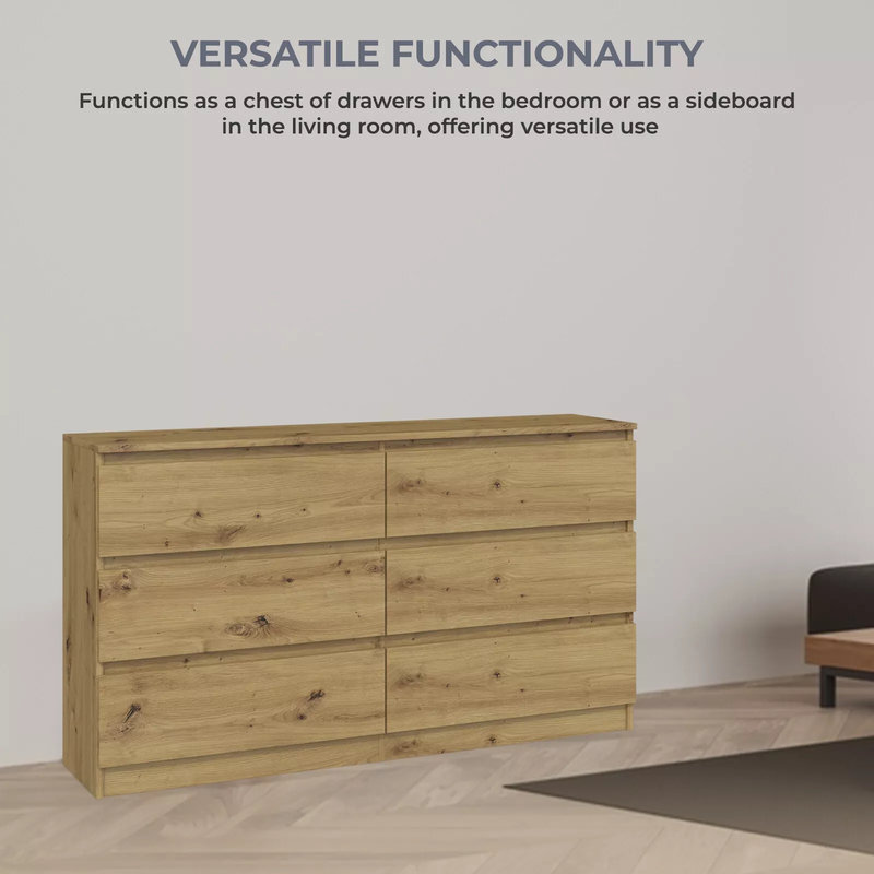 138cm W 6 - Drawer Chest of Drawers