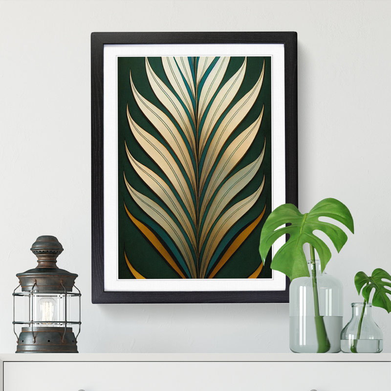 Adalade Fern Leaf Classic Art Vol.9 - Picture Frame Print, Black, 64cm H x 46cm W x 2cm D