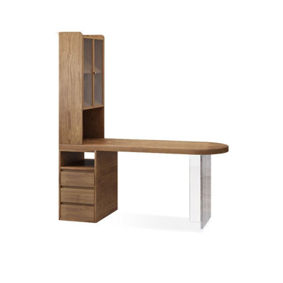 Solid wood desk Bookshelf Bookcase combination Acrylic desk