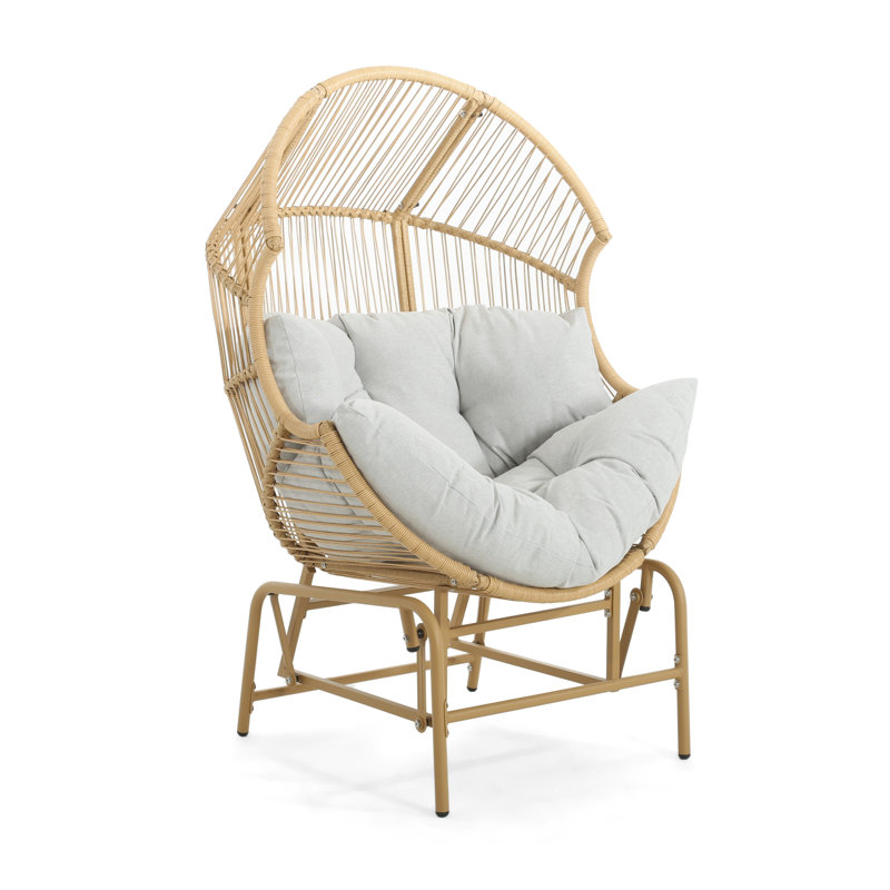 Fauteuil oscillant d'extérieur en osier Palos, Blanc, Marron clair