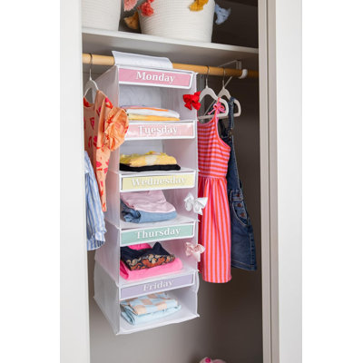 Weekly Clothes Organizer For Kids – 5 Shelf Hanging Closet Storage For School Outfits | Monday To Friday Daily Clothing Divider With Colour Labels, 33" Durable Polyester