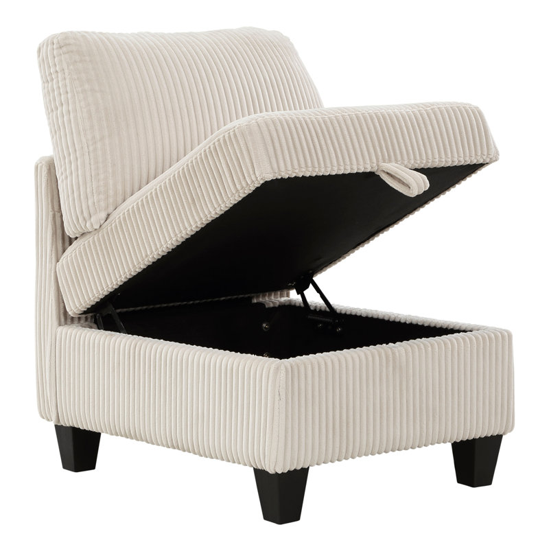 Canapé modulaire en velours côtelé beige 8 places avec rangement, ports de charge, poches latérales et sièges de rangement pour canapé en bois massif