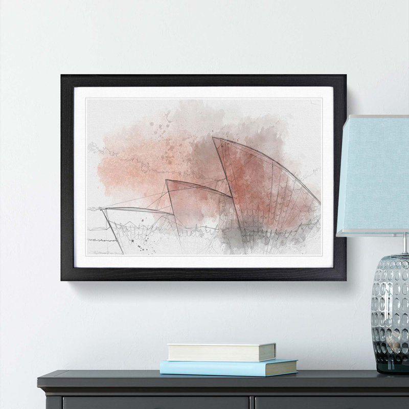 The Sydney Opera House in Abstract - Framed Print, Black, 35cm H x 50cm W x 2cm D