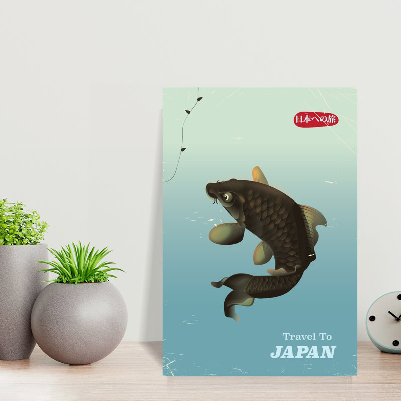 «Serene Japanese Koi», reproduction d'art murale contemporaine, H 18 po x l 12 po