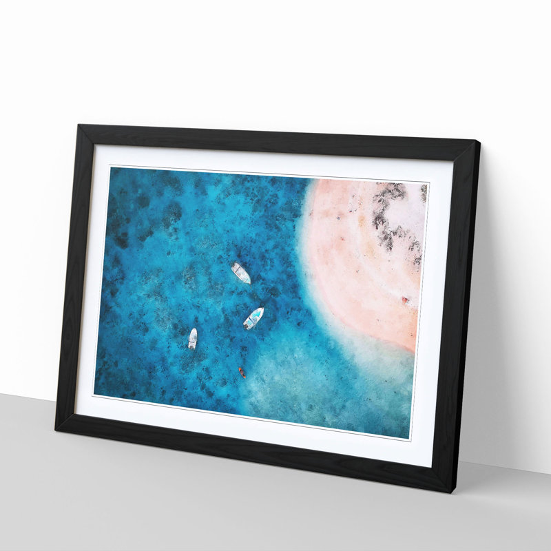 Boats Painting 1 Piece Single Picture Frame Wall Art on MDF, 24cm H x 33cm W x 2cm D, Black