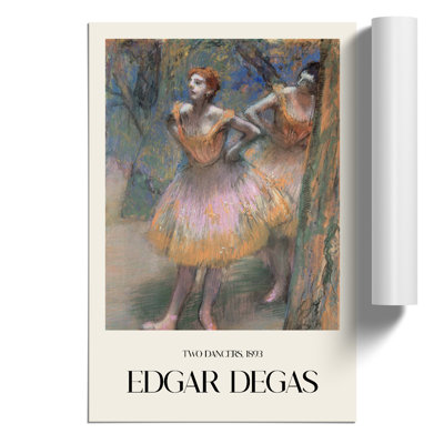 Two Ballet Ballerina Dancers in Pink and Orange by Edgar Degas - 1 Piece Painting