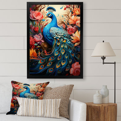 Peacock Gouache I - animaux, art mural sur toile