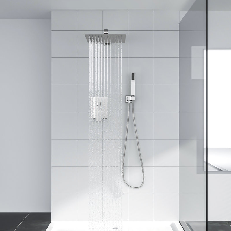 12 Inch Square Wall Mounted Shower Head Shower System Luxury Rain Mixer Shower Combo Set Rough-In Valve Body And Trim Included