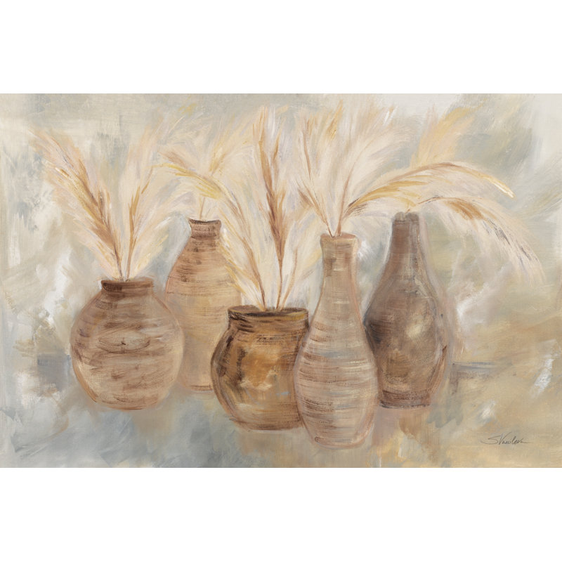 Grasses and Baskets Dark by Silvia Vassileva - Wrapped Canvas Painting, 30cm H x 46cm W x 3.8cm D